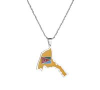 UBBVPKY Fashion Map of Eritrea Pendant Necklace - Ethnic Dripping Oil Country Maps National Flag Necklaces For Women Men Patriotic Charm Jewelry Gift White 50 CM