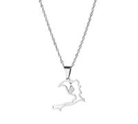 UBBVPKY Fashion Map of Iraq Pendant Necklace - Ethnic Dripping Oil Country Maps National Flag Necklaces For Women Men Patriotic Charm Jewelry Gift White 50 CM
