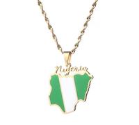UBBVPKY Fashion Nigeria Map Necklaces For Women Men - Map Pendant Necklace Unisex Geometric Pendant Ethnic Style Charm Necklace Jewelry Gifts Yellow 50 CM