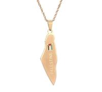 UBBVPKY Fashion Palestine Israel Map Necklaces For Women Men - Map Pendant Necklace Unisex Geometric Pendant Ethnic Style Charm Necklace Jewelry Gifts Yellow-B 60 CM