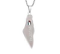 UBBVPKY Fashion Palestine Israel Map Necklaces For Women Men - Map Pendant Necklace Unisex Geometric Pendant Ethnic Style Charm Necklace Jewelry Gifts White-B 60 CM