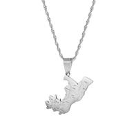 UBBVPKY Fashion Republic of Congo Map Pendant Necklace - Ethnic Dripping Oil Country Maps National Flag Necklaces For Women Men Patriotic Charm Jewelry Gift White 50 CM