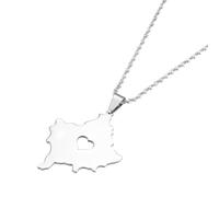 UBBVPKY Fashion Republic of Kosovo Map Pendant Necklace - Ethnic Dripping Oil Country Maps National Flag Necklaces For Women Men Patriotic Charm Jewelry Gift White 60 CM