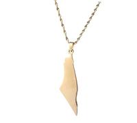 UBBVPKY Fashion Republic of Palestine Map Pendant Necklace - Ethnic Dripping Oil Country Maps National Flag Necklaces For Women Men Patriotic Charm Jewelry Gift Yellow 50 CM