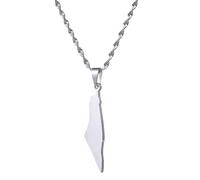 UBBVPKY Fashion Republic of Palestine Map Pendant Necklace - Ethnic Dripping Oil Country Maps National Flag Necklaces For Women Men Patriotic Charm Jewelry Gift White-A 50 CM
