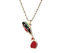 UBBVPKY Fashion Saint Kitts and Nevis Map Necklaces For Women Men - Map Pendant Necklace Unisex Geometric Pendant Ethnic Style Charm Necklace Jewelry Gifts Yellow 60 CM