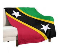 UBBVPKY Flannel Fleece Blanket For Bed, Super Soft Cosy Warm Throw Blanket Federation of Saint Kitts And Nevis Flag Printing Throws For Sofa Bed Lightweight Fluffy Double 130×150Cm