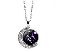 UBBVPKY Glow In The Dark Hollow Rotating Moon 12 Constellation Necklace for Men, Star Sign Pendant Necklace for Women, Astrology Horoscope Zodiac Jewelry Gift Gemini