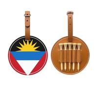 UBBVPKY Golf Tee Holder Bag Accessories, Including 5 Golf Ball Tees, Creative Antigua and Barbuda Flag Printed for Women Men Golfers Father's Day