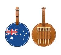 UBBVPKY Golf Tee Holder Bag Accessories, Including 5 Golf Ball Tees, Creative Australia Flag Printed Holder Set for Women Men Golfers, Attaching to Backpack or Belt