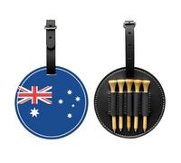 UBBVPKY Golf Tee Holder Bag Accessories, Including 5 Golf Ball Tees, Creative Australia Flag Printed Holder Set for Women Men Golfers, Attaching to Backpack or Belt