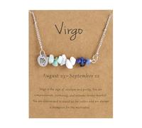 UBBVPKY Irregular Natural Stone Constellation Necklace 12 Zodiac Signs Pendant Necklaces Horoscope Chain Pendant Constellations Astrology Birthday Gifts for Women Virgo