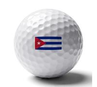 UBBVPKY Personalised Printed Golf Balls with Republic of Cuba Flag, Double-Sided Reusable Rubber Golf Ball, Cool Golfers Accessories for Golf Lovers, Dad, Husband