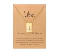 UBBVPKY Tarot Card Constellation Necklace 12 Zodiac Signs Pendant Necklace Horoscope Chain Pendant Constellations Astrology Birthday Gifts for Women Men Unisex Libra