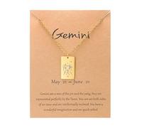 UBBVPKY Tarot Card Constellation Necklace 12 Zodiac Signs Pendant Necklace Horoscope Chain Pendant Constellations Astrology Birthday Gifts for Women Men Unisex Gemini