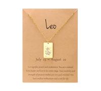 UBBVPKY Tarot Card Constellation Necklace 12 Zodiac Signs Pendant Necklace Horoscope Chain Pendant Constellations Astrology Birthday Gifts for Women Men Unisex Leo