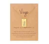 UBBVPKY Tarot Card Constellation Necklace 12 Zodiac Signs Pendant Necklace Horoscope Chain Pendant Constellations Astrology Birthday Gifts for Women Men Unisex Virgo
