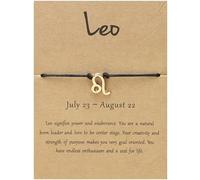 UBBVPKY Women Men 12 Constellation Bracelet, Handmade Woven Adjustable Black Rope Zodiac Bracelets Astrology Horoscope Jewelry Gifts Unisex Bracelet Leo