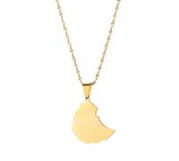 UBBVPKY Women Men Fashion Ethiopia Map And Flag Pendant Necklace Retro Map Clavicle Chain Ethnic Style Unique Sweater Necklace Jewelry Gifts Yellow 60 CM