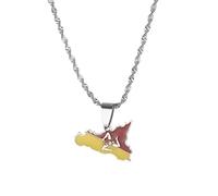 UBBVPKY Women Men Fashion Sicily Italy Map And Flag Pendant Necklace Retro Map Clavicle Chain Ethnic Style Unique Sweater Necklace Jewelry Gifts White 50 CM