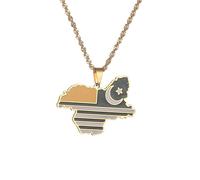 UBBVPKY Women Men Republic of Kashmir Map And Flag Pendant Necklace Retro Map Clavicle Chain Ethnic Style Unique Sweater Necklace Jewelry Gifts Yellow 60 CM