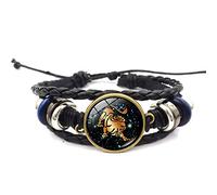 UBBVPKY Zodiac Signs Spirit Bracelet, Vintage Multilayer Adjustable Twelve Constellation Pu Leather Bracelets, Serene Manifestation Bracelet for Women Men, Leo