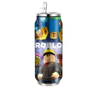 UBBY Roblox Water Bottle, 500 ml, Leak-Proof Water Bottle with Straw, Drinking Cup, Stainless Steel Bottle for Work, Travel, Outdoor, School (Space)