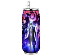 UBBY Solo Leveling Stainless Steel Water Bottle, 500 ml, Flip-Up Sports Bottles Made of Dorothy Gale Stainless Steel with Straw, Funny Cartoon Design for Children and Adults (Purple)
