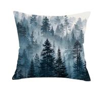 ubcindy Watercolor Misty Pine Forest Throw Pillow Covers 18x18 Inch, Woodland Landscapes Home Decor Pillowcases with Hidden Zipper, Square Cushion Covers Pillow Covers for Sofa Bed Couch Car Chair