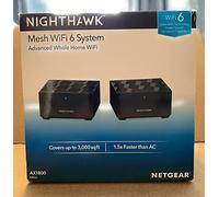 Ubcwin NETGEAR Nighthawk 全家用网眼 WiFi 6 系统 (MK62) - AX1800 路由器带1个卫星扩展器，覆盖范围高达3000平方英尺和25+设备，MK62-100NAS
