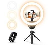 UBeesize 10" Selfie Ring Light with Tripod Stand & Phone Holder, Dimmable LED Ring Light for Makeup, Live Streaming, YouTube, TikTok, Compatible with iOS & Android Phones