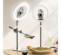UBeesize 12 Inch LED Ring Light with Tripod, Overhead Tripod Mobile Phone, Dimmable LED Table Ring Light for YouTube, Selfie, Makeup, TikTok, Photography