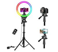 UBeesize 12 Inch RGB Ring Light, 67 Inch Tripod with Remote Shutter, 3 Colors and 35 RGB Dimmable Model, Ring Light for Selfie, Live Streaming, Makeup, TIK Tok, Youtube