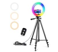 UBeesize 12" RGB Ring Light with 50" Tripod Stand & Phone Holder, Dimmable Selfie Light for TikTok, YouTube, Live Streaming & Photography