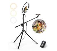 UBeesize 12" Selfie Ring Light with Stand and Overhead Camera Mount, 62" Foldable Tripod for iPhone with Ringlight, Phone Light for Video Recording,Cooking,Photography,Live Streaming,Tiktok,YouTube