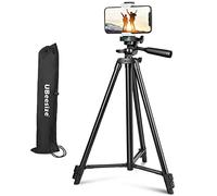 UBeesize 50-inch Lightweight Tripod for Cameras and Cell Phones, Aluminum Travel Tripod with Adjustable Phone Mount for iPhone and Android
