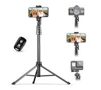 UBeesize 62" Phone Tripod & Selfie Stick with Wireless Remote and Phone Holder, Compatible with iPhone and Android for Selfies, Video Recording, and Live Streaming(Black)