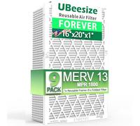 UBeesize Reusable Air Filter 16x20x1 (9-Pack), MERV 13 MPR 1800 AC/HVAC Furnace Filters,Deep Pleated Air Cleaner, (Actual Size 15.75" x 19.69" x 0.79"),1x Reusable ABS Frame+9 x Filter,Breathe Fresher