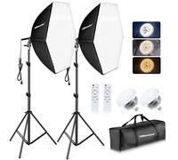 UBeesize Softbox Photography Lighting Kit, Continuous Lighting Kit with 30" x 30" Reflector and 3 Color Temperature 85W 3000K-7500K Bulb, Photo Studio Lighting for Video Recording, Portrait Shooting