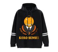 Ubeisy Anime Assassination Classroom Print Hoodies Hip Hop Fashion Sweatshirt Pullover Unisex,Black-1/L