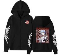 Ubeisy Neon Genesis Evangelion Zip up Hoodies Eva Pullover Rei Ayanami Shinji Print Hooded Sweatshirts Coat Unisex,E-2/S