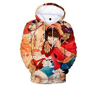 Ubeisy One Piece Men's Hoodies Anime Printed Roronoa Zoro Luffy Pullover Anime Clothes Sweatshirt Jumpers with Kangaroo Pocket,0245-4XL1