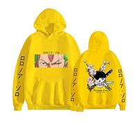 Ubeisy One Piece Monkey D Luffy Sweatshirt Japanese manga Sweatshirt with Pocket Fashion Cosplay Hoodies,001yellow,L1