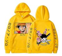 Ubeisy One Piece Roronoa Monkey D Luffy Zoro Cosplay Anime Manga Hoodie Herbst Streetwear Hip Hop Fashion Outwear,004yellow,M1
