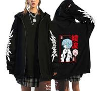 Ubeisy Unisex Evangelion Zip Up Hoodie Long Sleeve Rei Ayanami Shinji Print with Pocket Sweatshirt Coat Tops,B-1/M