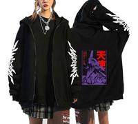Ubeisy Unisex Evangelion Zip Up Hoodie Long Sleeve Rei Ayanami Shinji Print with Pocket Sweatshirt Coat Tops,A-1/XL