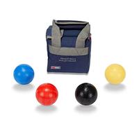 Uber Games 16oz Composite Croquet Balls Set of 4 - Regulation Size 3 5/8" Diameter, Black, Red, Blue & Yellow, Durable Plastic, Canvas Storage Bag, Suitable for Garden & Competitive Play