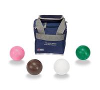 Uber Games 16oz Composite Croquet Balls Set of 4 - Regulation Size 3 5/8" Diameter, Pink, White, Green & Brown, Durable Plastic, Canvas Storage Bag, Suitable for Garden & Competitive Play