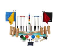 Uber Games 6-Player Executive Croquet Set - Includes 6 Premium English Ash Mallets, 16oz Composite Balls, Steel Hoops, Hoop Drill, Rubber-Headed Hoop Mallet, Corner Flags, Centre Peg & Croquet Clips