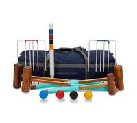 Uber Games Family Croquet Set Only - Contains 4 different sizes of mallets, 4 moulded plastic croquet balls, 6 steel hoops